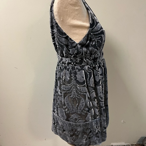 Hale Bob vintage burnt out velvet and silk halter top with beading size small - Picture 2 of 7